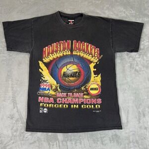Vintage 1995 Houston Rockets Back To Back NBA Champions Magic Johnson T T-Shirt